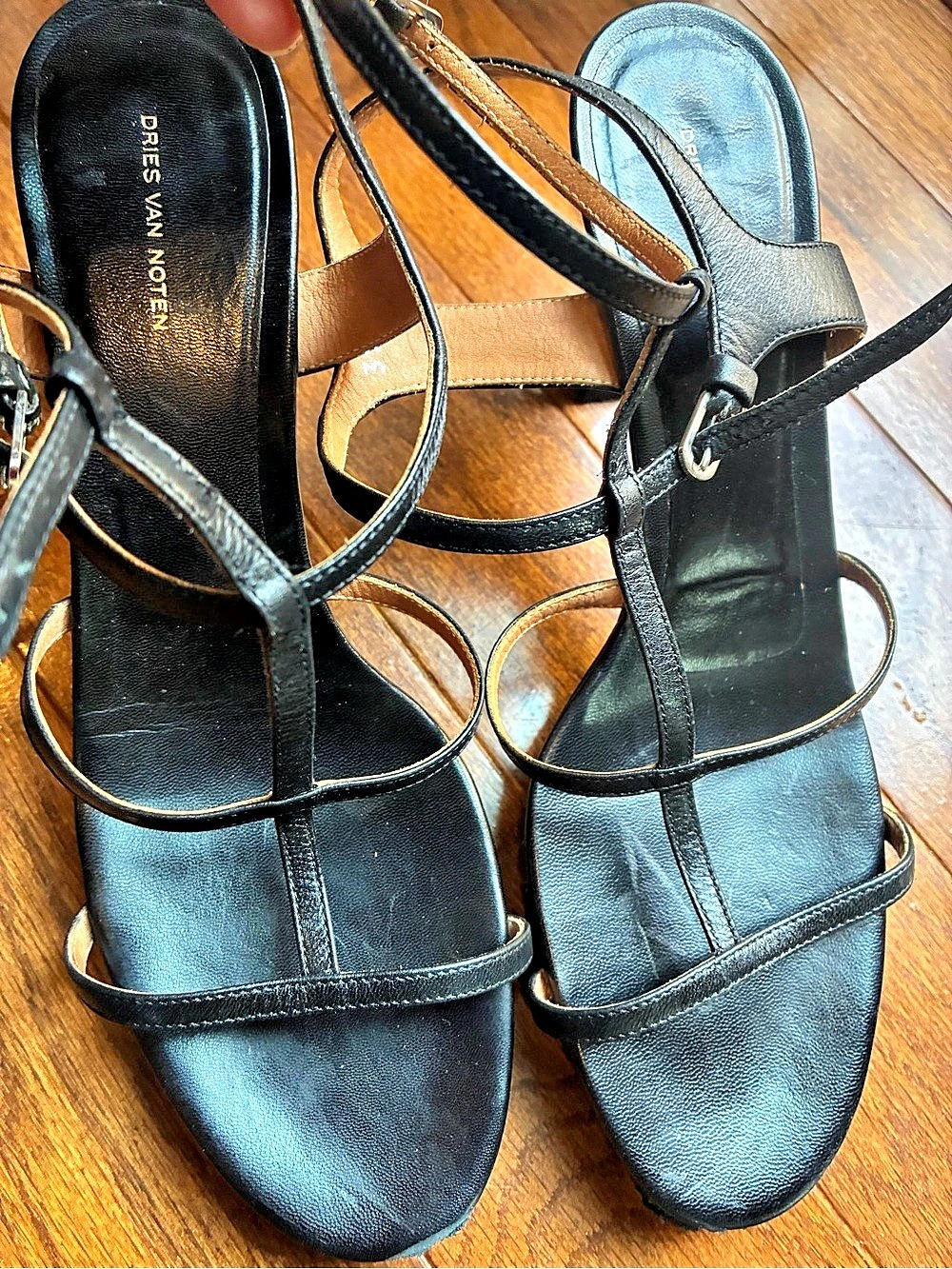 Dries Van Noten Strappy Heels in Black & Brown EU 39